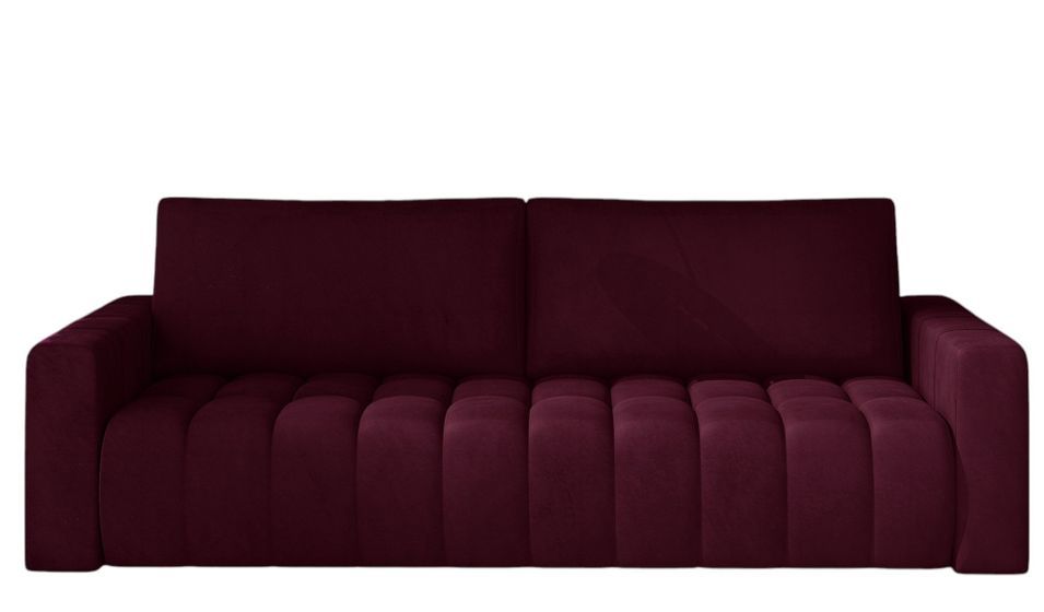 Canapé convertible 3 places velours capitonné LARKO 247 cm - Photo n°1