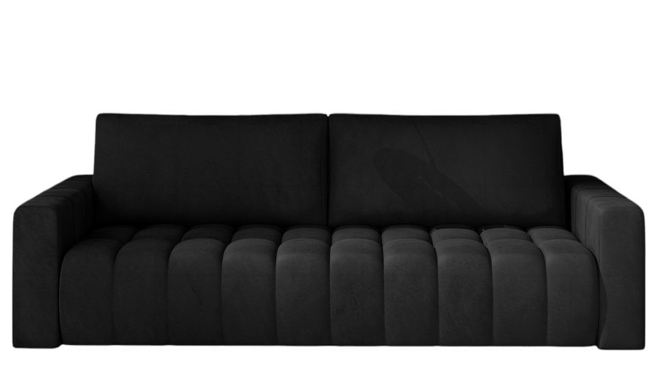 Canapé convertible 3 places velours capitonné LARKO 247 cm - Photo n°1