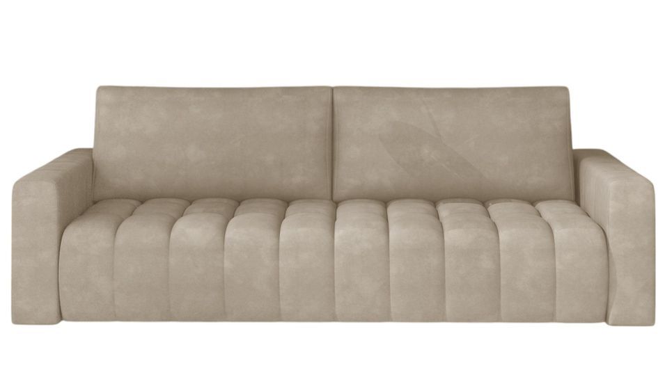 Canapé convertible 3 places velours capitonné LARKO 247 cm - Photo n°1