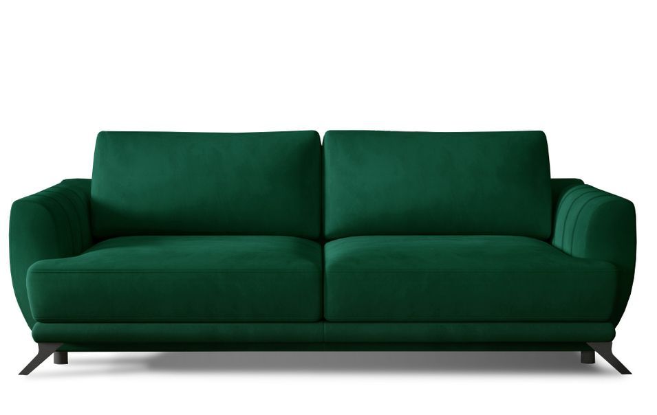 Canapé convertible 3 places velours MAGY 242 cm – Pieds métal noir - Photo n°1