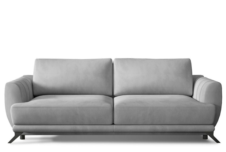 Canapé convertible 3 places velours MAGY 242 cm – Pieds métal noir - Photo n°1