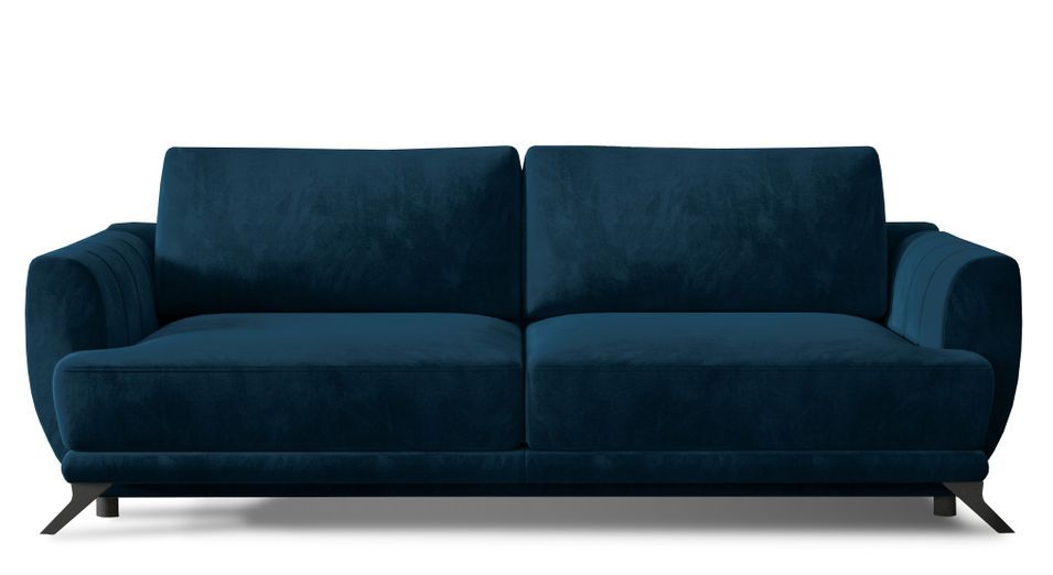 Canapé convertible 3 places velours MAGY 242 cm – Pieds métal noir - Photo n°1