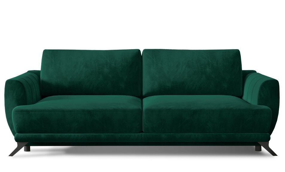 Canapé convertible 3 places velours MAGY 242 cm – Pieds métal noir - Photo n°1