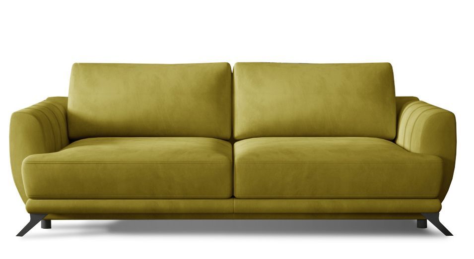 Canapé convertible 3 places velours MAGY 242 cm – Pieds métal noir - Photo n°1