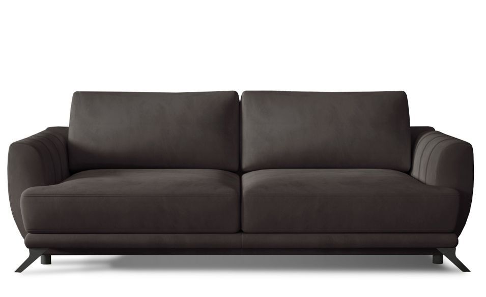Canapé convertible 3 places velours MAGY 242 cm – Pieds métal noir - Photo n°1