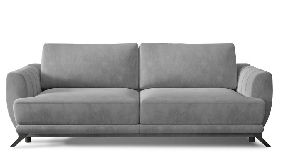 Canapé convertible 3 places velours MAGY 242 cm – Pieds métal noir - Photo n°1