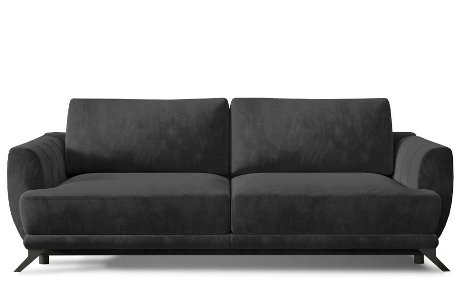 Canapé convertible 3 places velours MAGY 242 cm – Pieds métal noir - Photo n°1