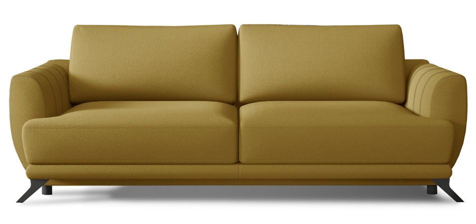 Canapé convertible 3 places velours MAGY 242 cm – Pieds métal noir - Photo n°1