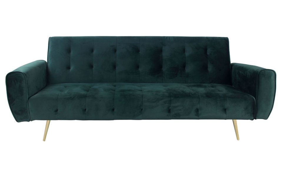 Canapé convertible 3 places velours vert Venci - Photo n°1