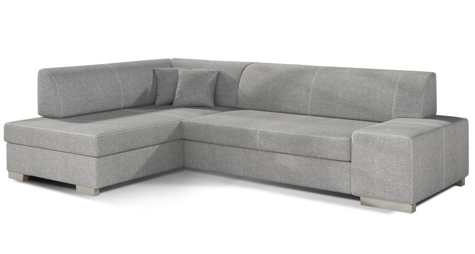 Canapé convertible angle gauche tissu gris clair Polky 272 cm - Photo n°1