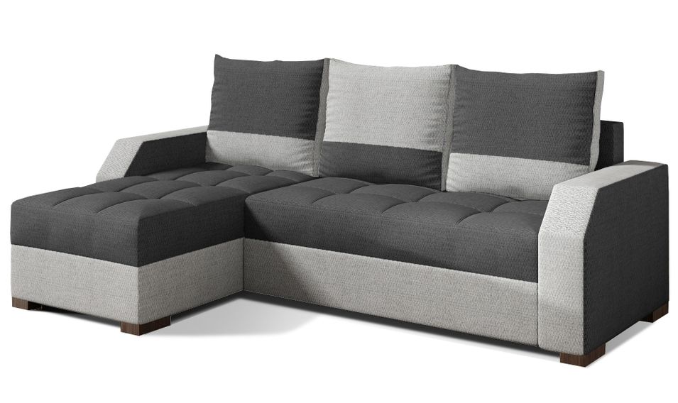 Canapé convertible angle réversible design tissu gris clair et gris foncé Zarky 250 cm - Photo n°1