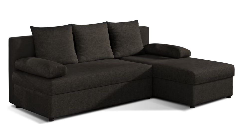 Canapé convertible angle réversible tissu marron Gary 206 cm - Photo n°1