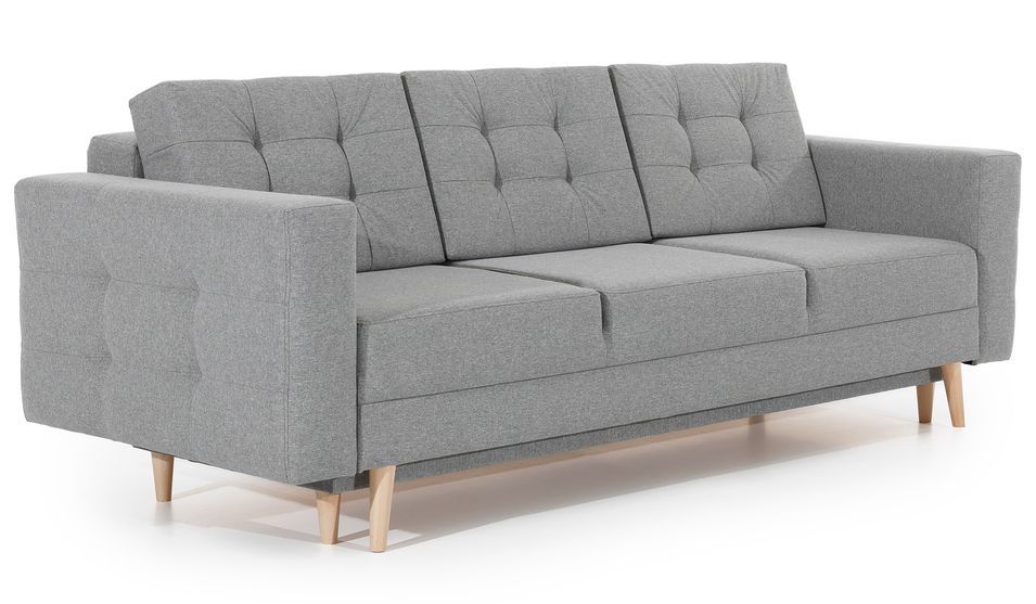 Canapé convertible ANSKA en velours avec pieds en bois naturel – 233 cm - Photo n°1