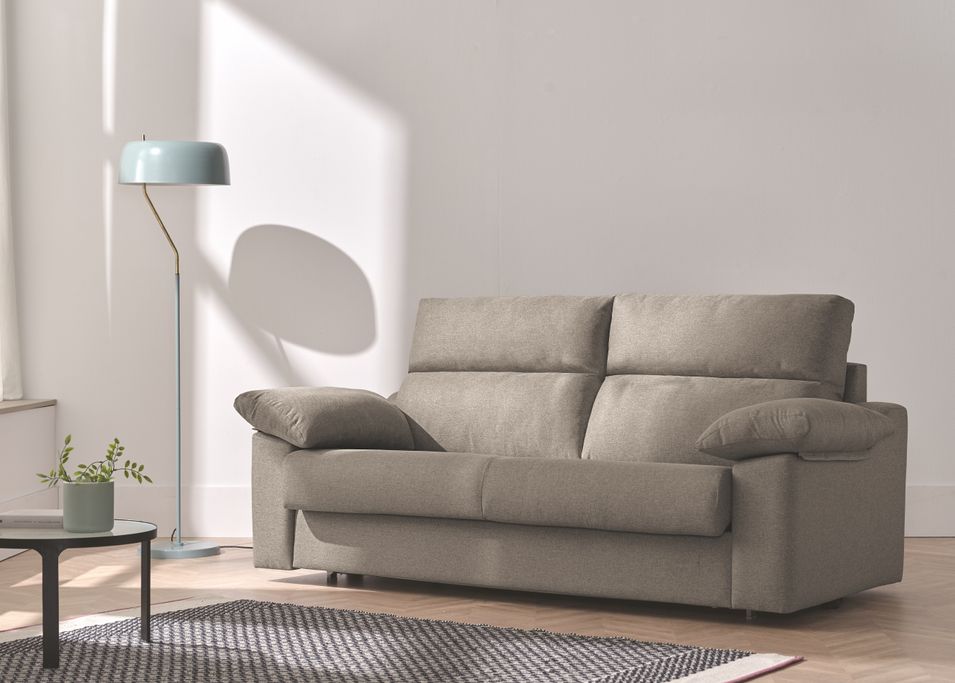 Canapé convertible Bultex 15 cm tissu marron Senza 215 cm - Photo n°1