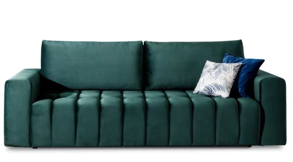 Canapé convertible capitonné LARKO velours - Photo n°1
