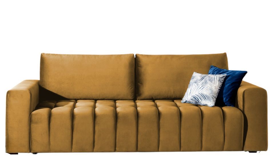 Canapé convertible capitonné LARKO velours - Photo n°1