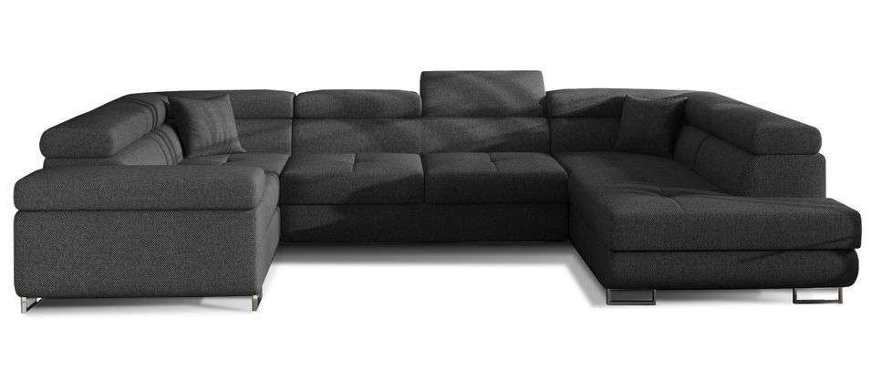 Canapé convertible convertible TOVY tissu - Rangement et têtières réglables - Photo n°1