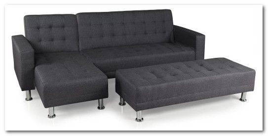 Canapé convertible d'angle capitonné tissu gris foncé et banquette Josh - Photo n°1