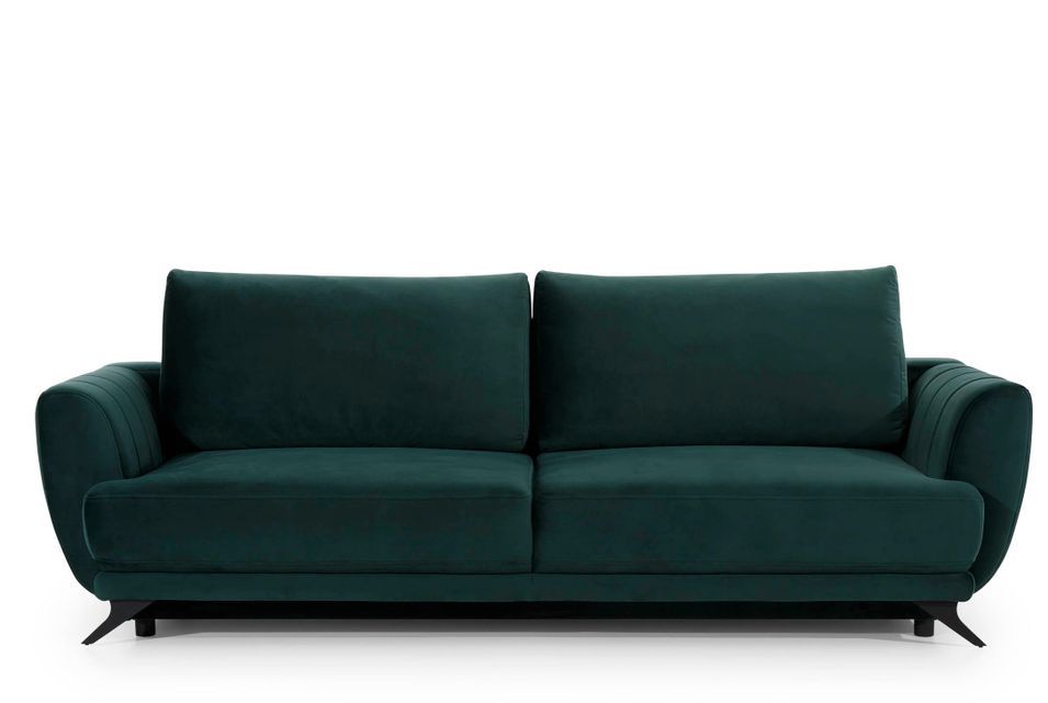 Canapé convertible en tissu MAGY - Design minimaliste avec pieds métal noir - Photo n°1