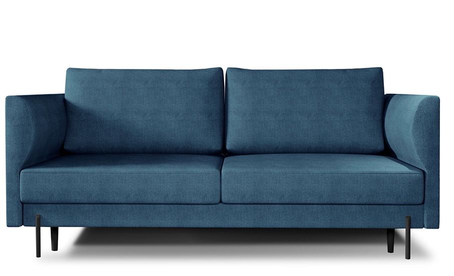 Canapé convertible en tissu ROBBY – Rangement et pieds métal noir - Photo n°1