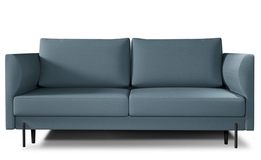Canapé convertible en tissu ROBBY – Rangement et pieds métal noir - Photo n°1
