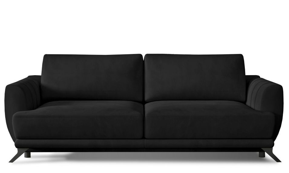 Canapé convertible en velours MAGY – Confort premium et pieds métal noir - Photo n°1