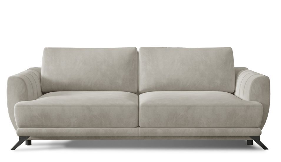 Canapé convertible en velours MAGY – Confort premium et pieds métal noir - Photo n°1