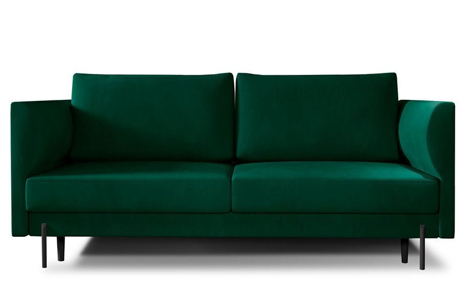 Canapé convertible 4 places velours ROBBY 215 cm – Rangement et pieds métal noir - Photo n°1