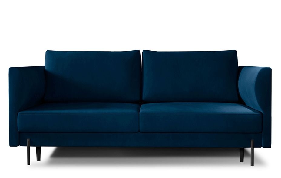 Canapé convertible en velours ROBBY – Rangement et pieds métal noir - Photo n°1