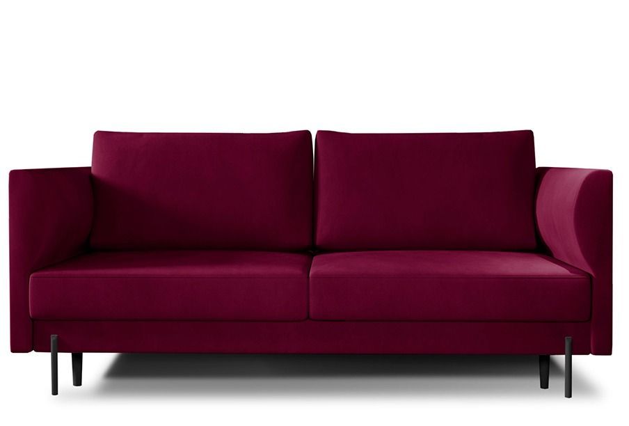 Canapé convertible 4 places velours ROBBY 215 cm – Rangement et pieds métal noir - Photo n°1