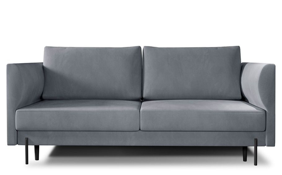 Canapé convertible 4 places velours ROBBY 215 cm – Rangement et pieds métal noir - Photo n°1