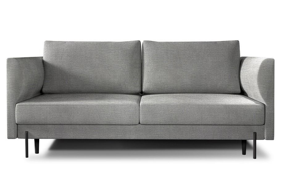 Canapé convertible en velours ROBBY – Rangement et pieds métal noir - Photo n°1