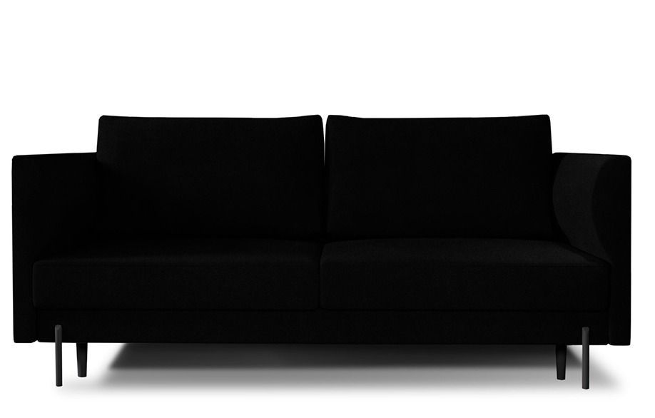 Canapé convertible en velours ROBBY – Rangement et pieds métal noir - Photo n°1