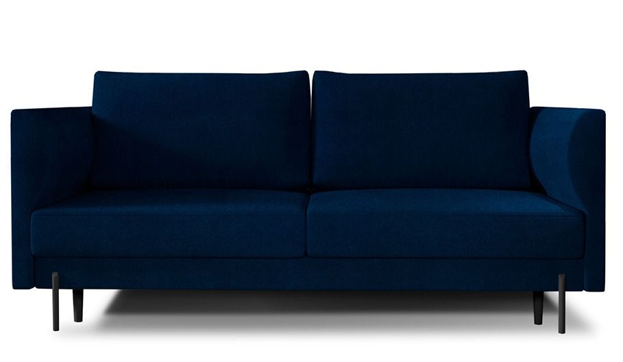 Canapé convertible 4 places velours ROBBY 215 cm – Rangement et pieds métal noir - Photo n°1