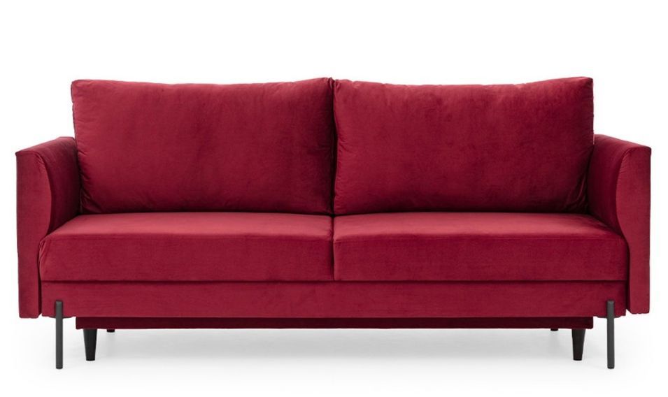 Canapé convertible en velours ROBBY – Rangement et pieds métal noir - Photo n°1