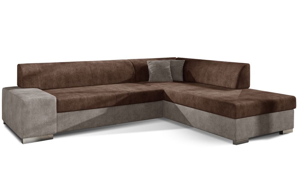 Canapé convertible moderne angle droit tissu doux rose et parme Plazo 278 cm - Photo n°1