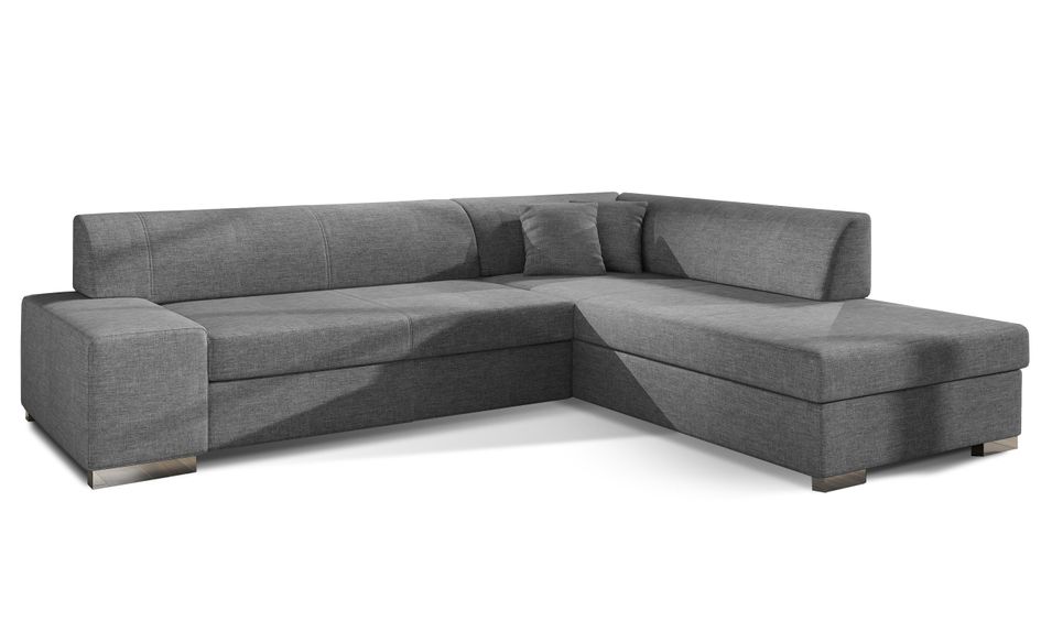 Canapé convertible moderne angle droit tissu gris clair chiné Plazo 278 cm - Photo n°1