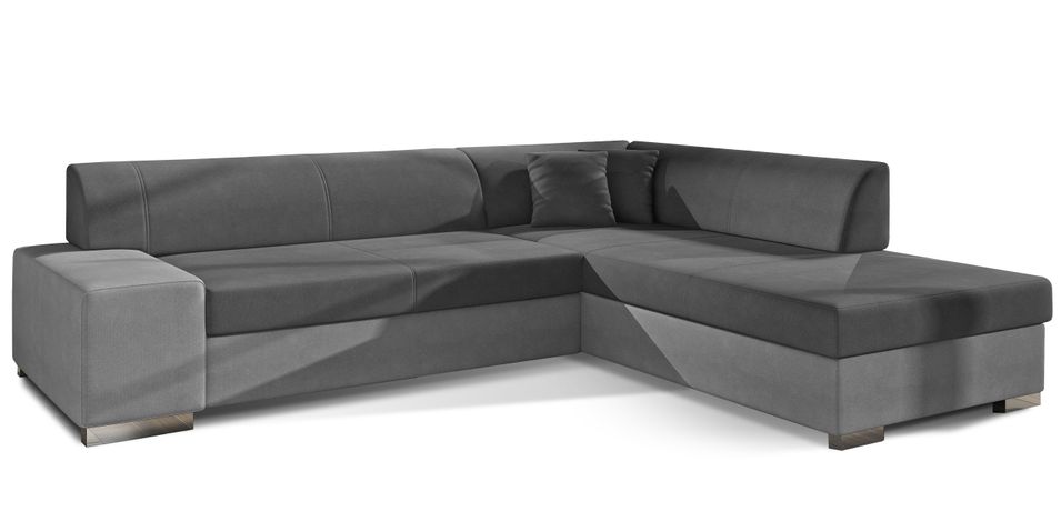 Canapé convertible moderne angle droit tissu gris clair et gris foncé Plazo 278 cm - Photo n°1