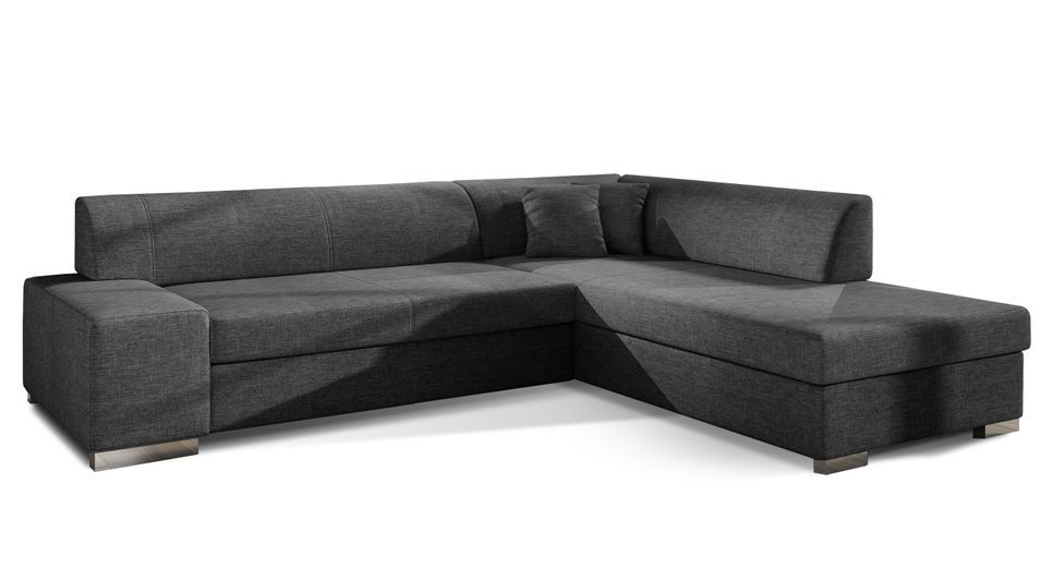 Canapé convertible moderne angle droit tissu gris foncé chiné Plazo 278 cm - Photo n°1