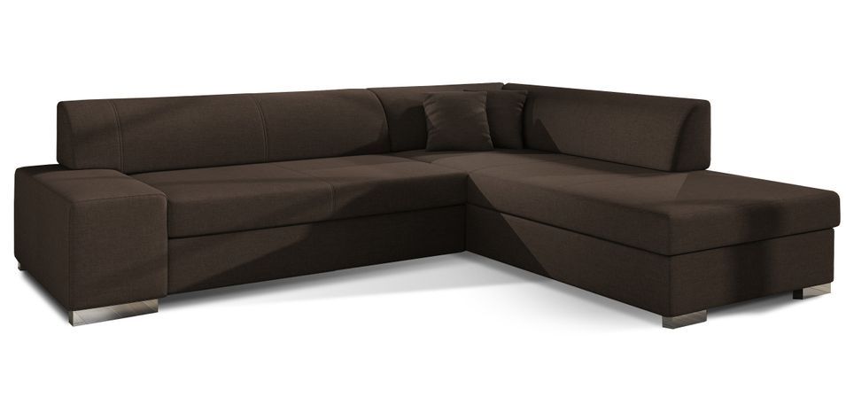 Canapé convertible moderne angle droit tissu marron Plazo 278 cm - Photo n°1