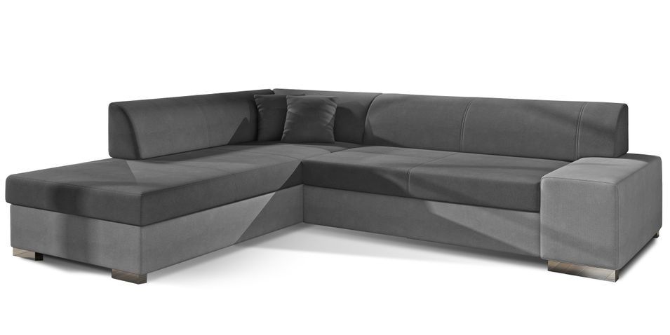 Canapé convertible moderne angle gauche tissu doux gris clair et gris foncé Plazo 278 cm - Photo n°1