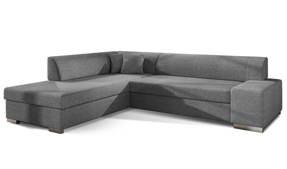 Canapé convertible moderne angle gauche tissu gris clair chiné Plazo 278 cm - Photo n°1