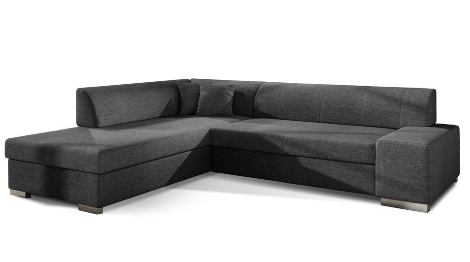 Canapé convertible moderne angle gauche tissu gris foncé chiné Plazo 278 cm - Photo n°1