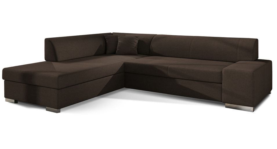 Canapé convertible moderne angle gauche tissu marron Plazo 278 cm - Photo n°1