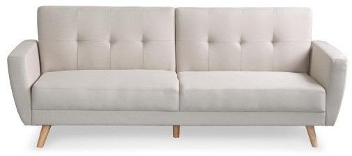 Canapé convertible scandinave tissu beige Fresha - Photo n°1