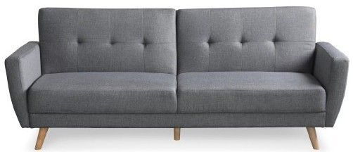 Canapé convertible scandinave tissu gris clair Fresha - Photo n°1