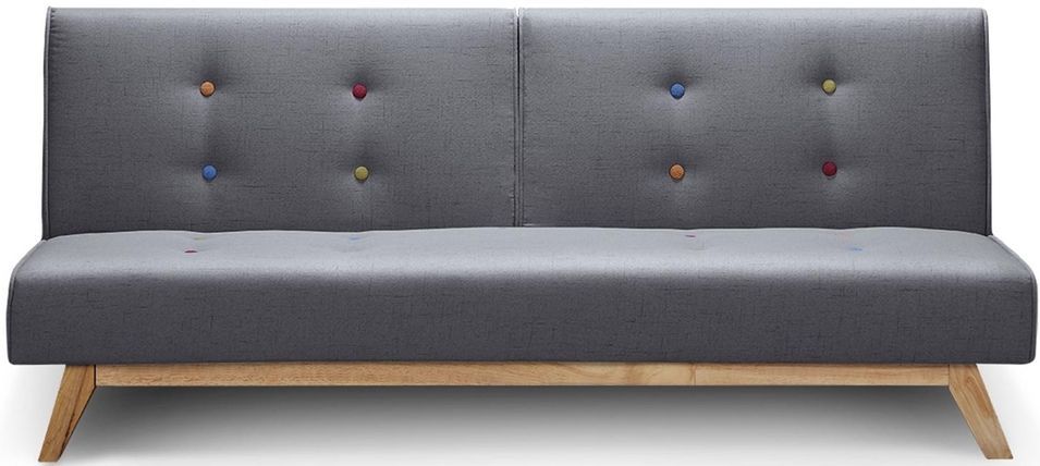 Canapé convertible scandinave tissu gris foncé et bouton coloré Yanicé - Photo n°1