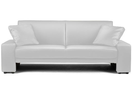Canapé convertible simili cuir blanc Marcus - Photo n°1