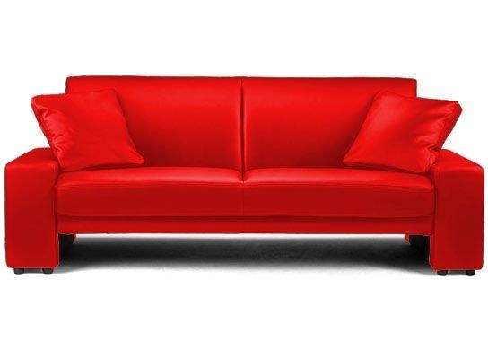 Canapé convertible simili cuir rouge Marcus - Photo n°1