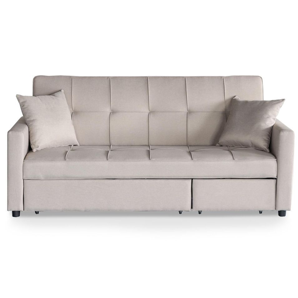 Canapé convertible tissu beige 3 places Kant - Photo n°1